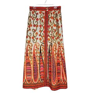 Vtg Alex Colman Maxi Wrap Skirt Paisley Floral Retro Festival Hippie 30" x 39.5"
